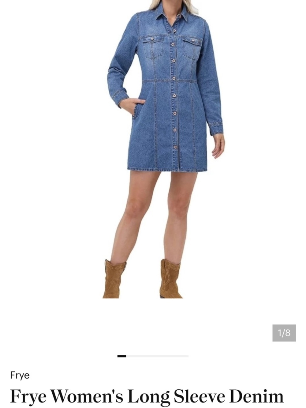 Frye Light Blue Denim Long Sleeve Shirt Dress